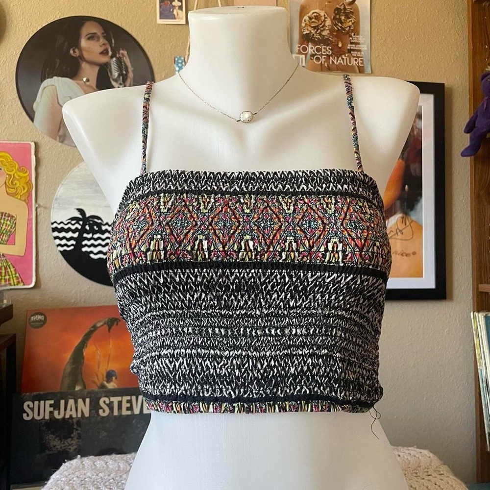 Black and multi-coloured knit crop tank top / LA Hearts Pacsun / sz medium